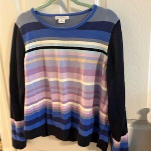 Liz Claiborne Multicolor Striped Crew Neck Sweater